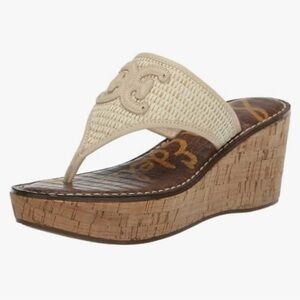 Sam Edelman Women's Ruth Wedge Sandal, Linen, Size 8